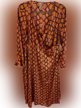 ASOS True Wrap Maxi Dress | Orange/Purple  Snake Print | Size 16 (Fits 18/20)